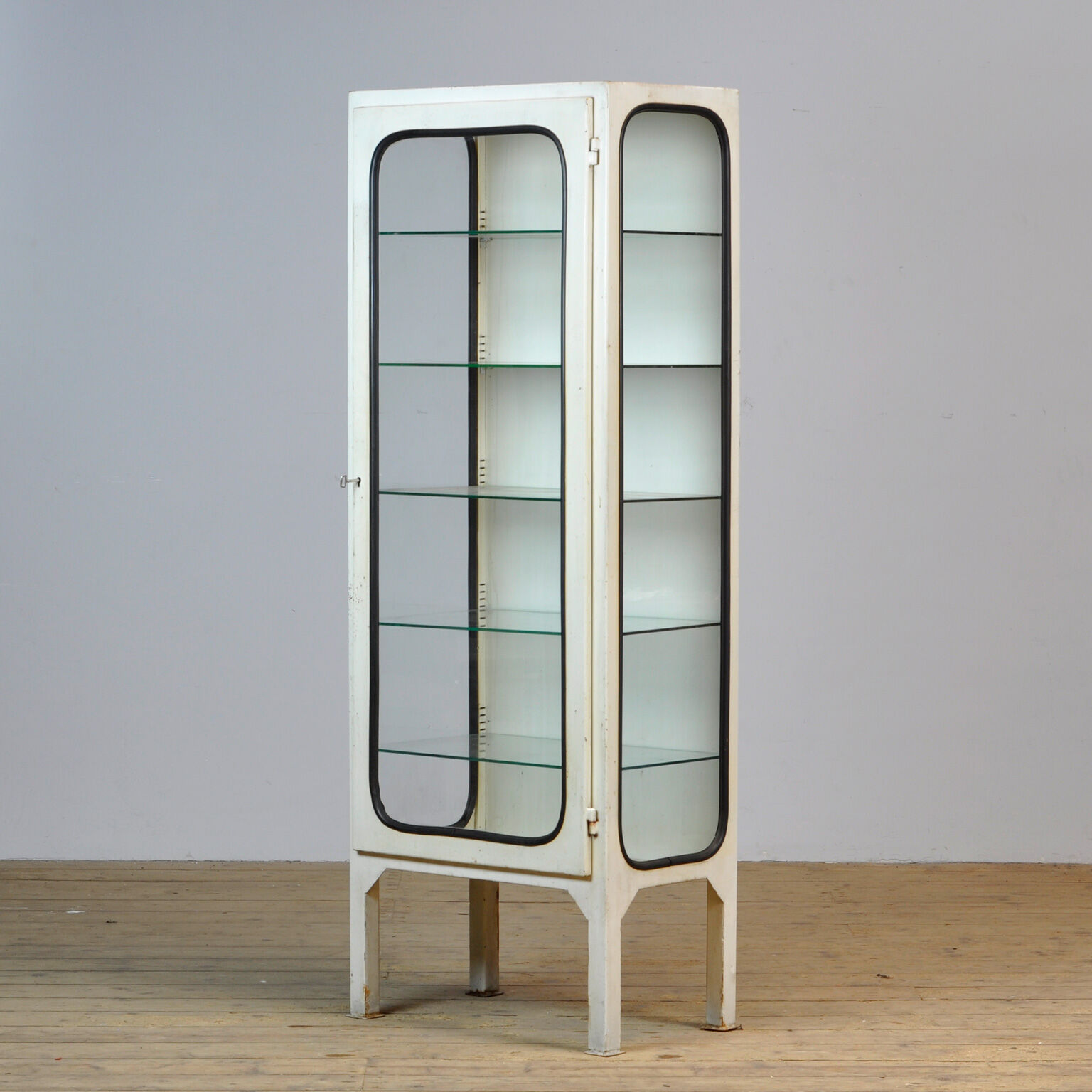 Vintage Medical Cabinet With Five Glass Shelves, 1970s