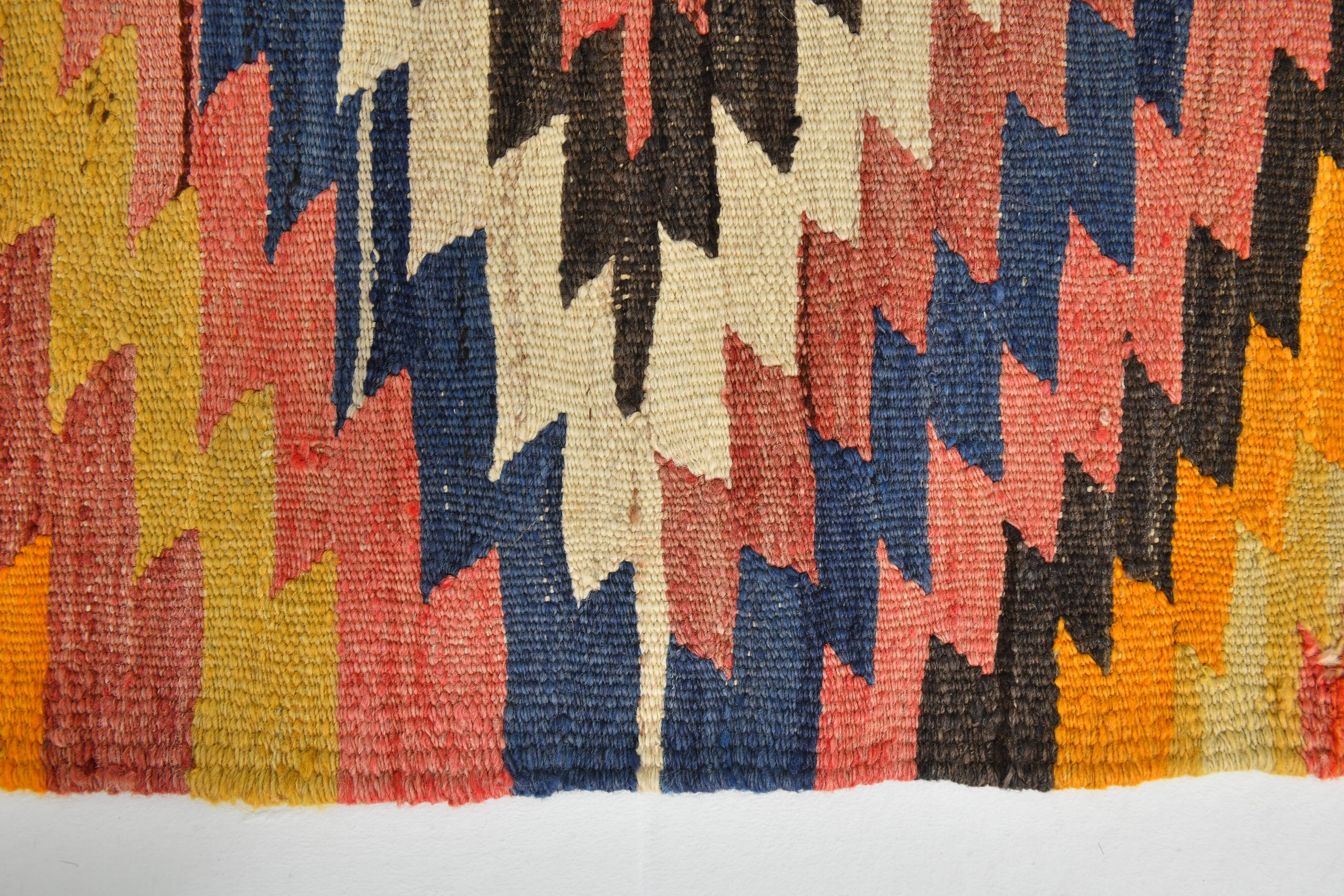 5x6 Turkish Hand Woven Multicolor Kilim Carpet Rug, 160x190 Cm