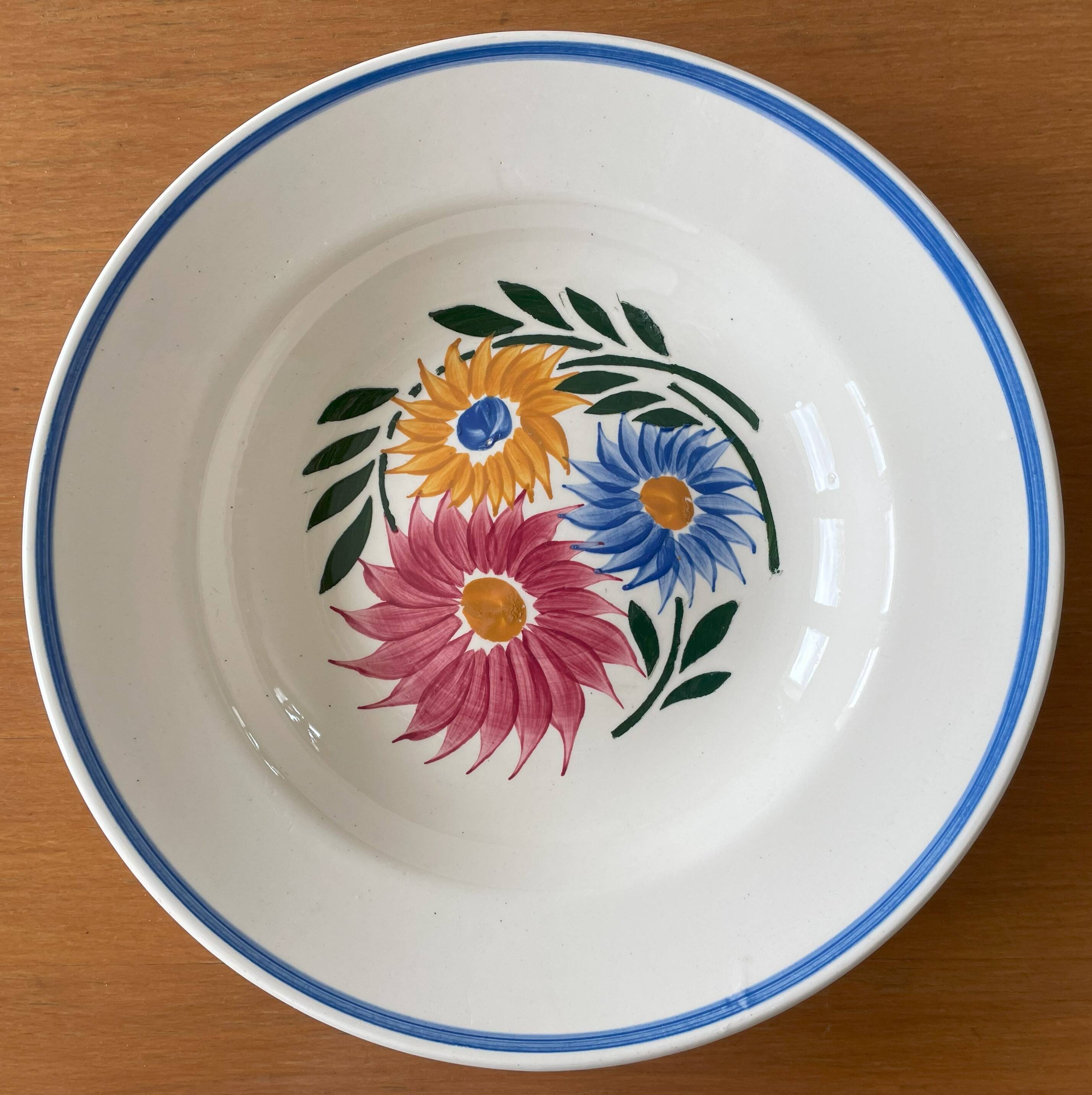 6 old soup plates in Sarreguemines earthenware