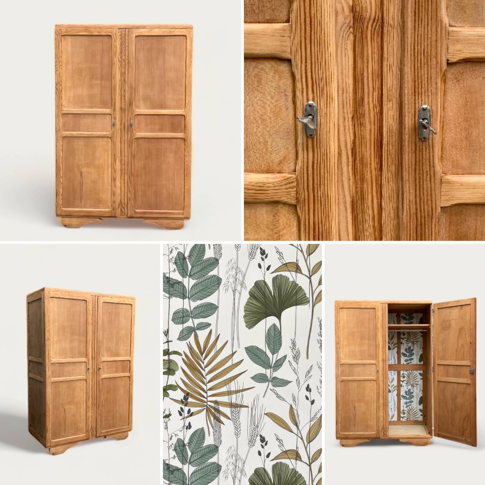 Parisian art deco wardrobe solid raw wood wardrobe