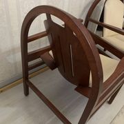 Pair of vintage Baumann armchairs – leather & solid wood – very good condition