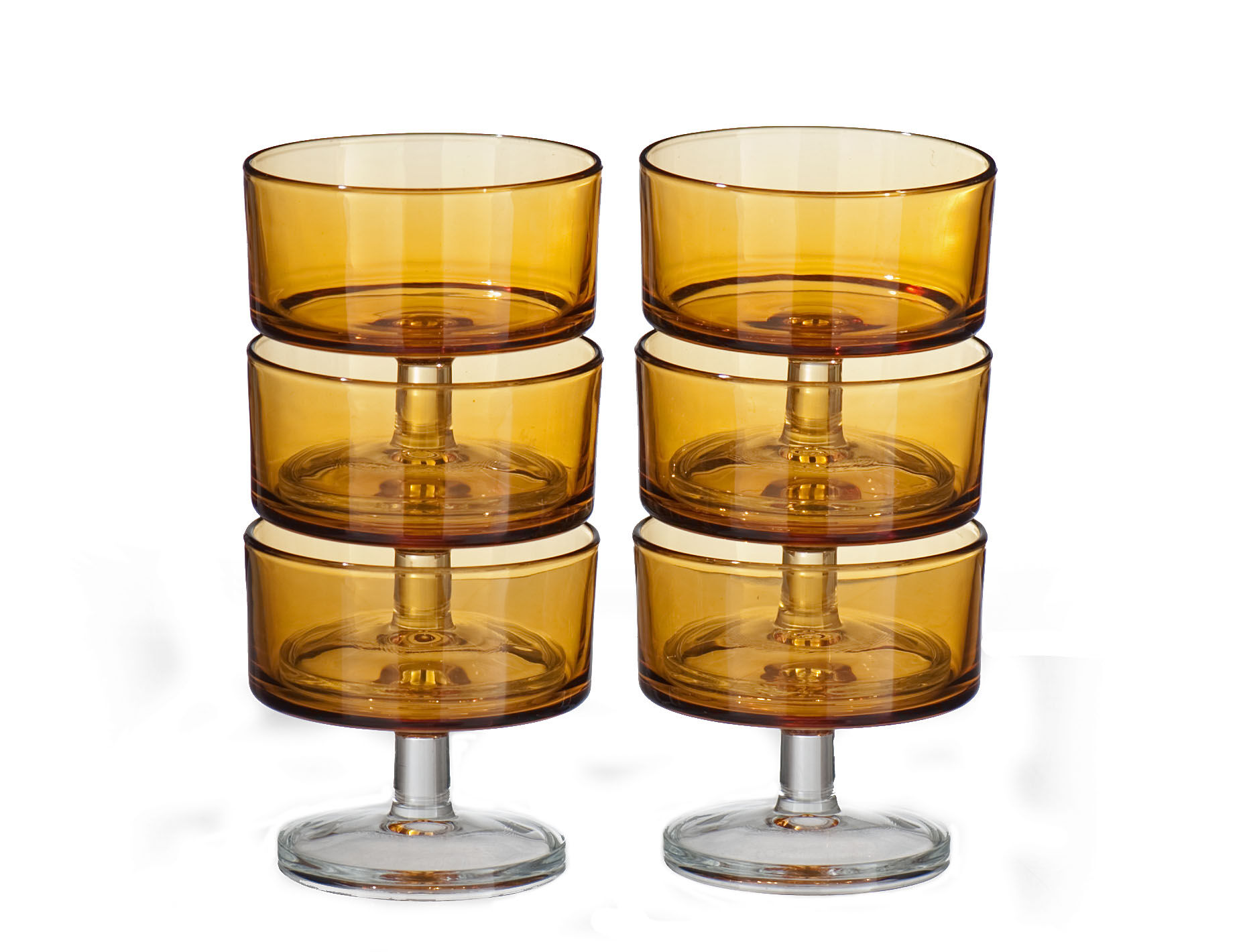 6 Ice or fruit cups in vintage orange glass 1970