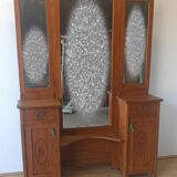 Old dressing table with triple mirror.