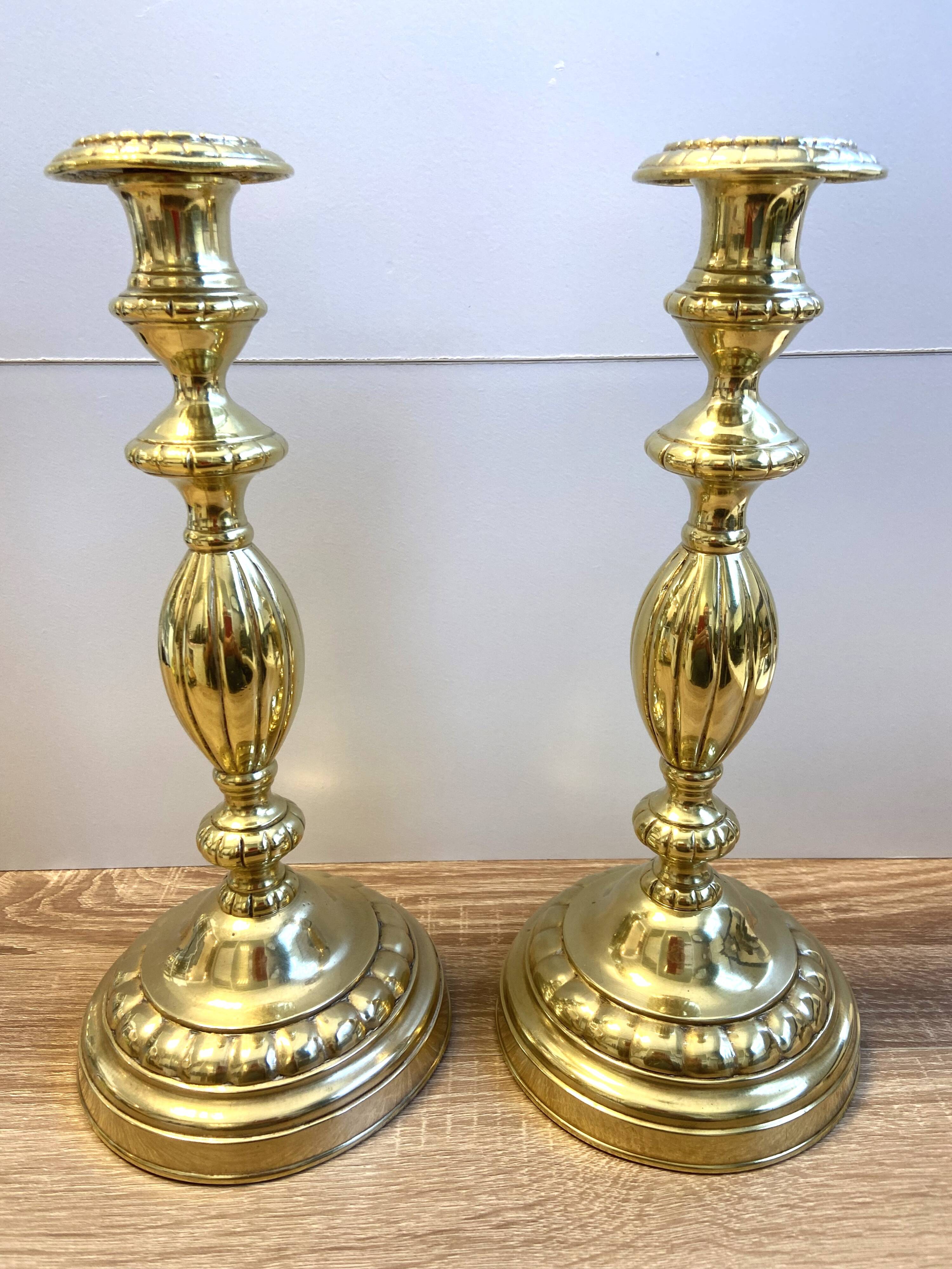 Antique pair of Louis Philippe period candlesticks and torches