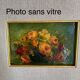 Huile nature morte, cadre bois vitré