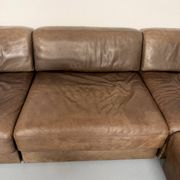 Canapé d’angle modulable DS-76 en cuir marron design De Sede année 80 