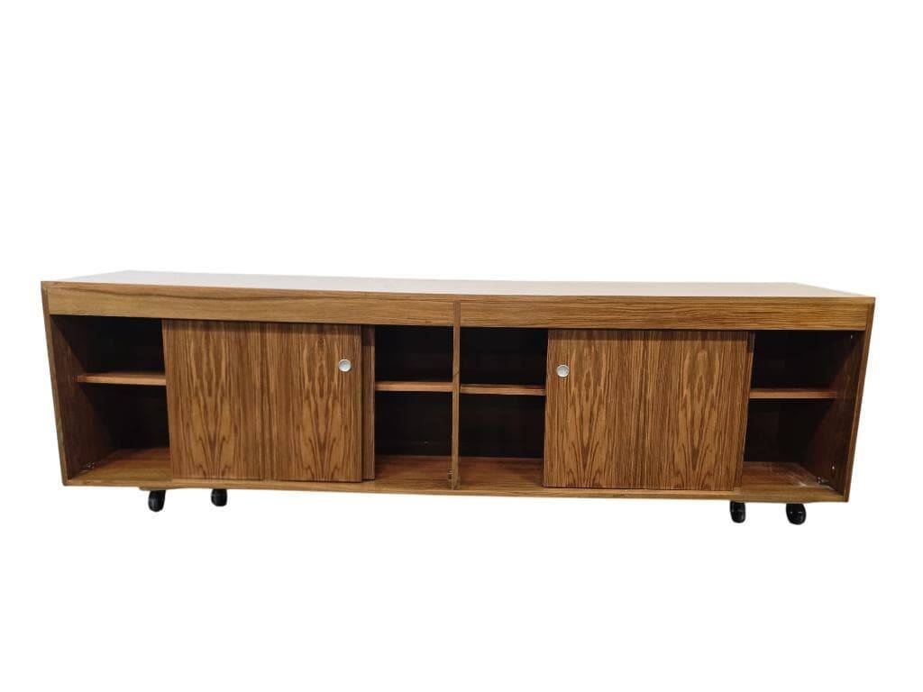 Vintage XL wooden wall cabinet / wardrobe with sliding doors