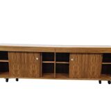 Vintage XL wooden wall cabinet / wardrobe with sliding doors