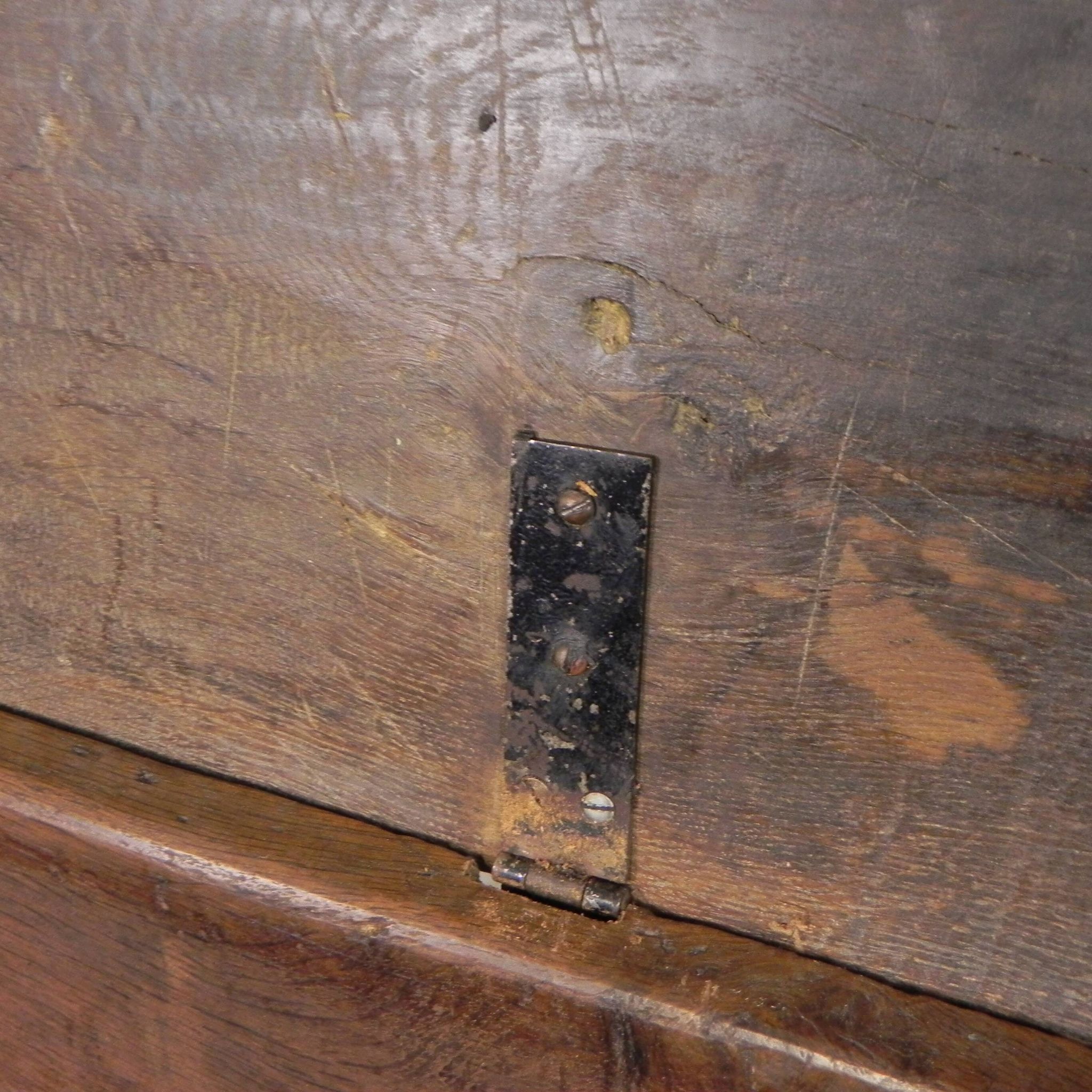 Ancien coffre en chêne, auge, coffre à couvertures XIXe siècle