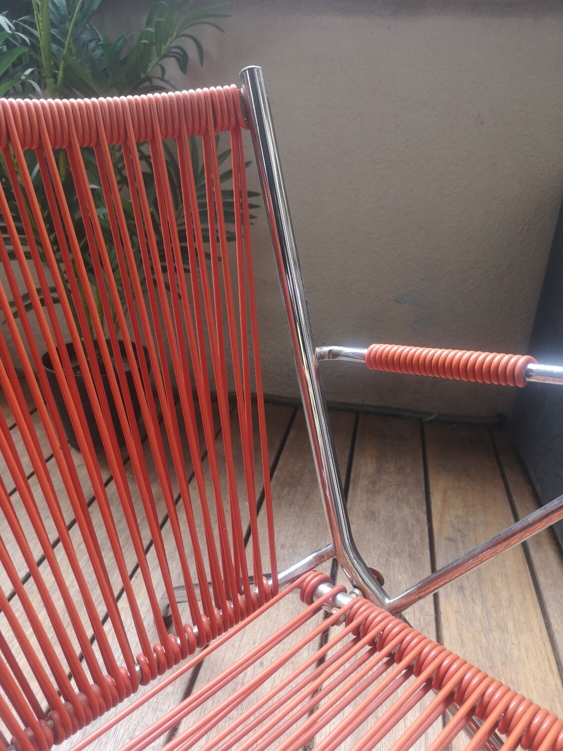 Armchair foldable child vintage 60's "scoubidou" orange