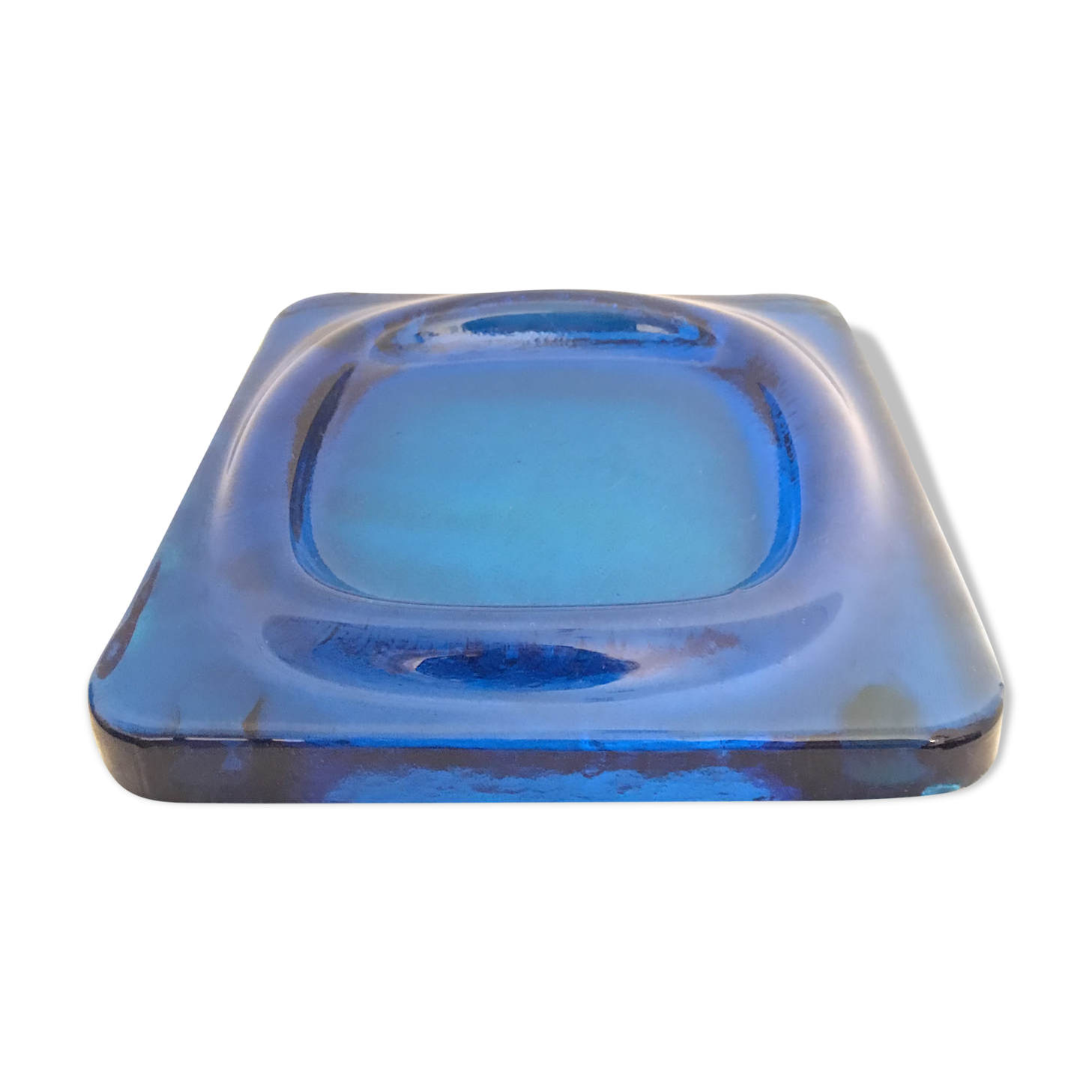 Cendrier en verre bleu 1970
