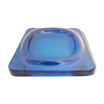 Blue glass ashtray 1970