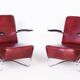 Czech Bauhaus Armchairs in Red Leather and Chrome by Arnošt Beck, 1930s, Set of 2