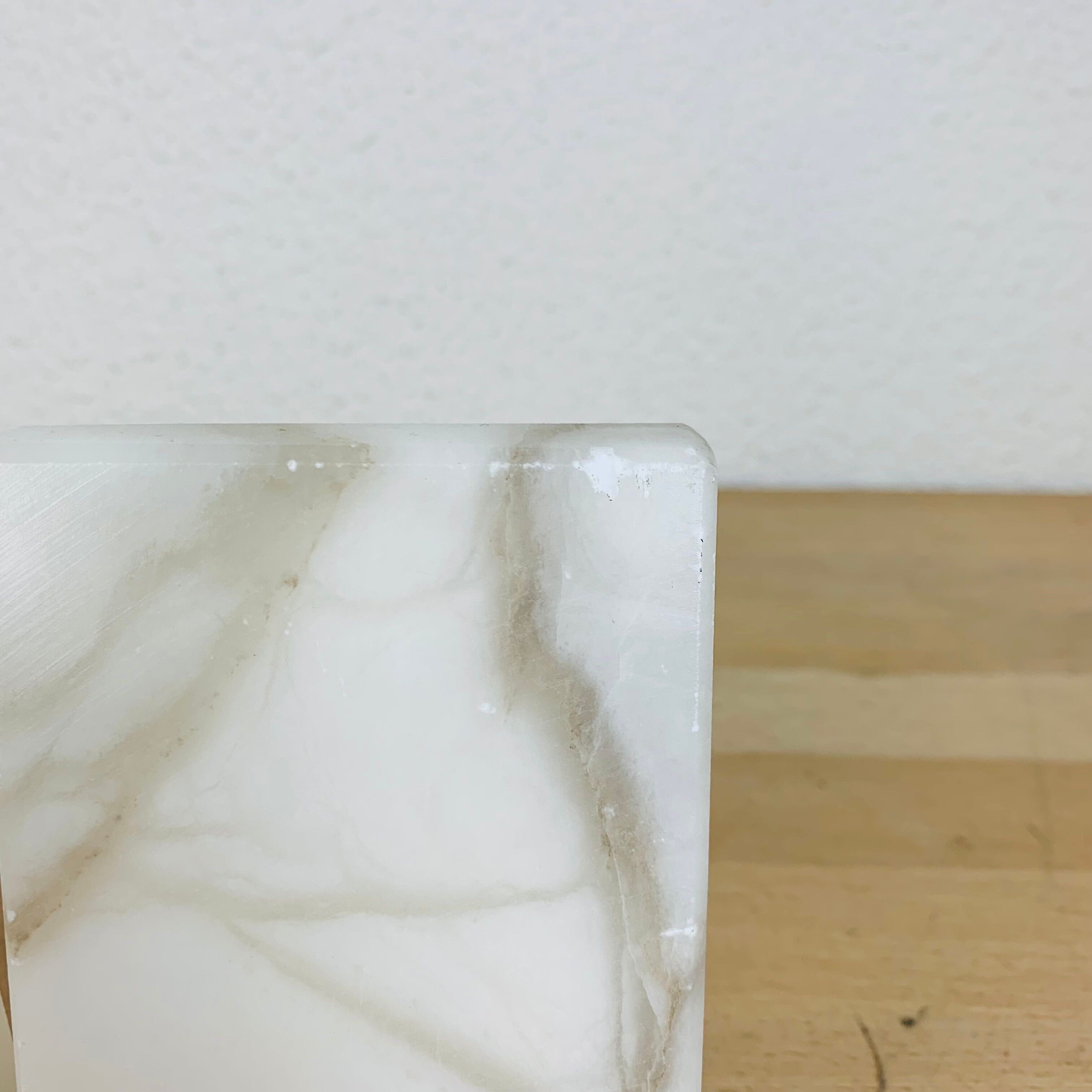 Pair of book greenhouses in alabaster white marble