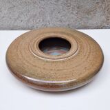 Flat ceramic vase by Nadia and Alain Pinel