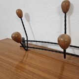 Vintage wall coat rack - Varnished wooden coat rack