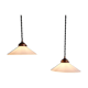Pair of Art Deco conical white opaline pendants, 1920-30.
