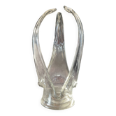 Unusual glass ashtray with a free and organic shape in the style of Daum.