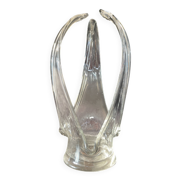 Unusual glass ashtray with a free and organic shape in the style of Daum.