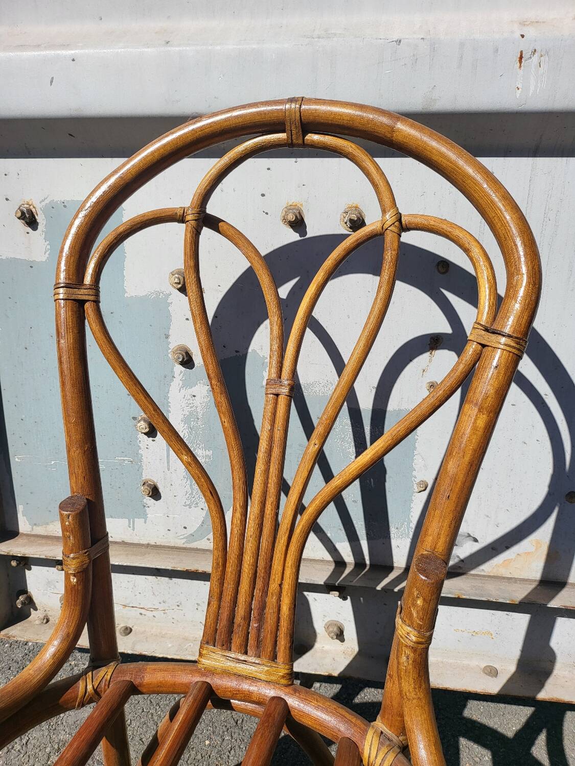 Vintage rattan and glass set - round table + 4 chairs