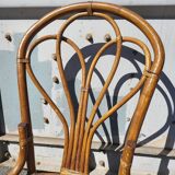 Vintage rattan and glass set - round table + 4 chairs