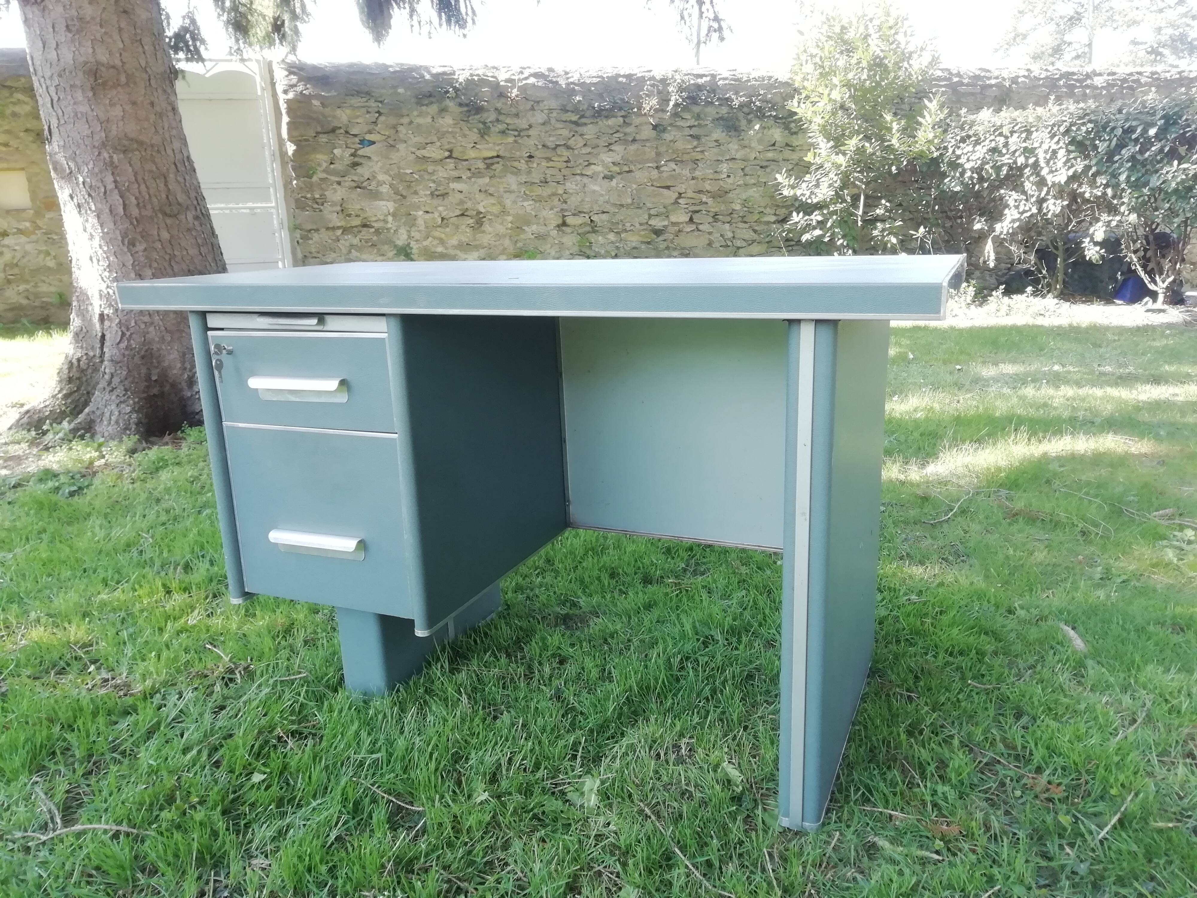 50s green metal desk