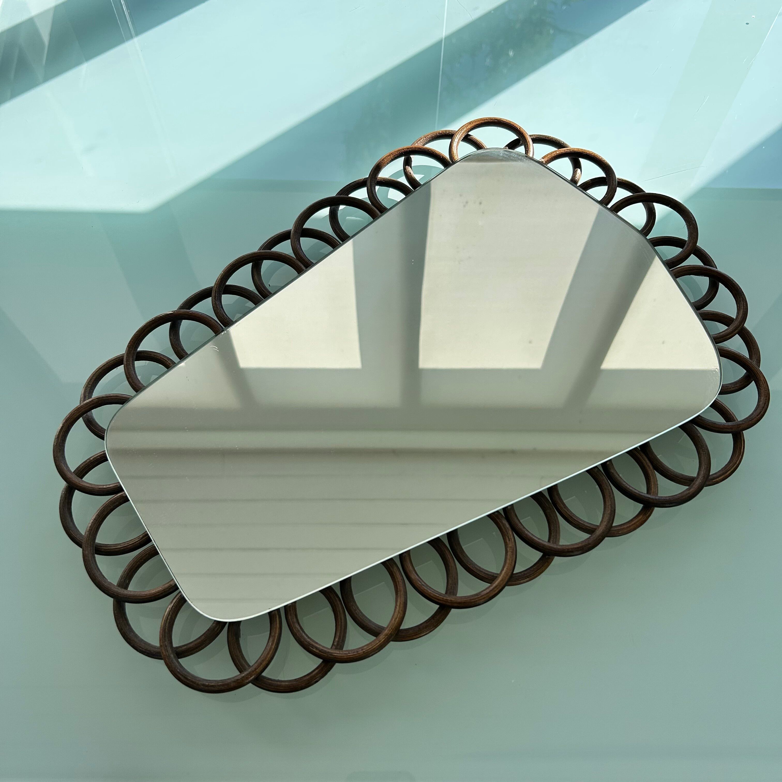 Rattan rear-view mirror