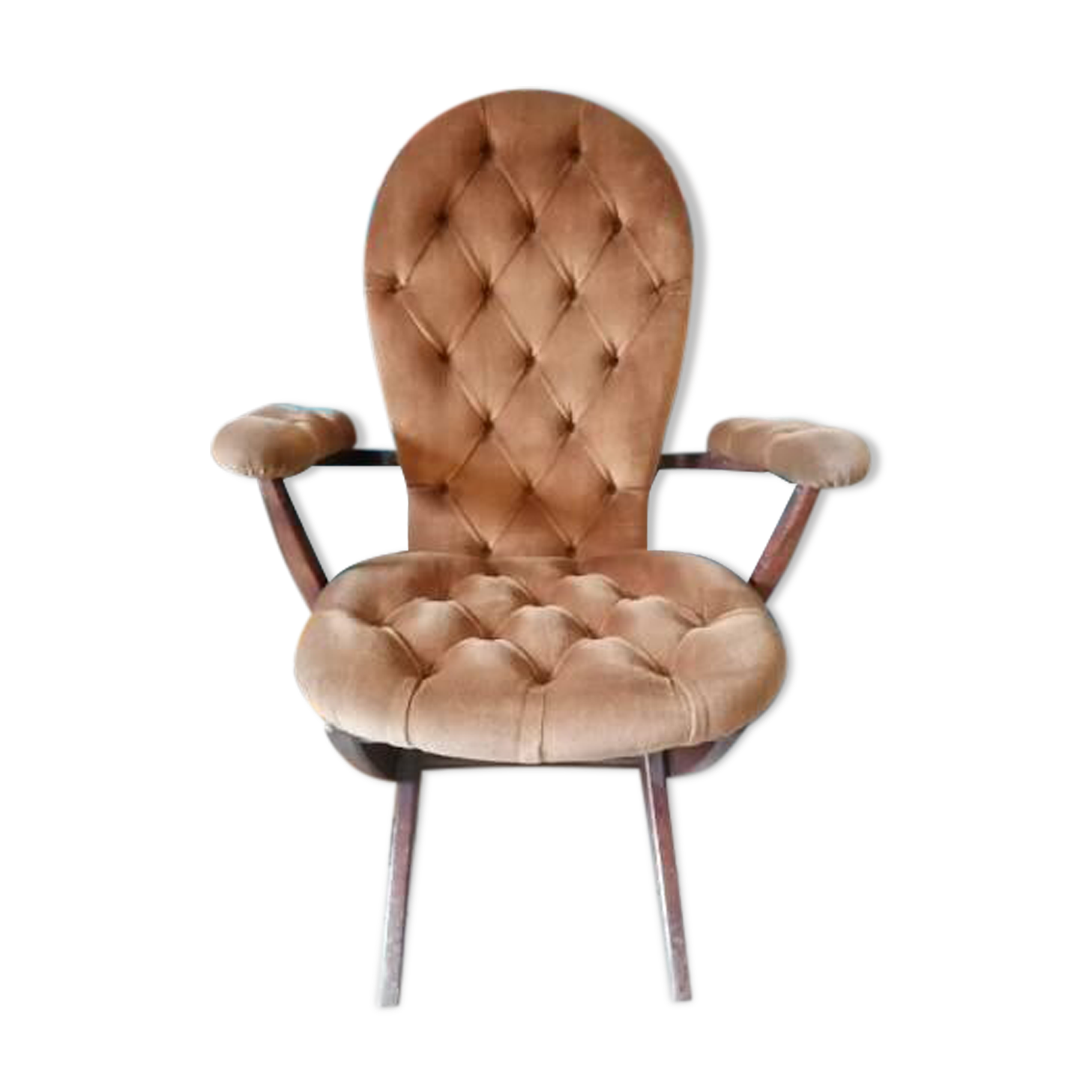 Relax armchair velvet chesterfield brown vintage 70s