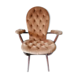 Relax armchair velvet chesterfield brown vintage 70s