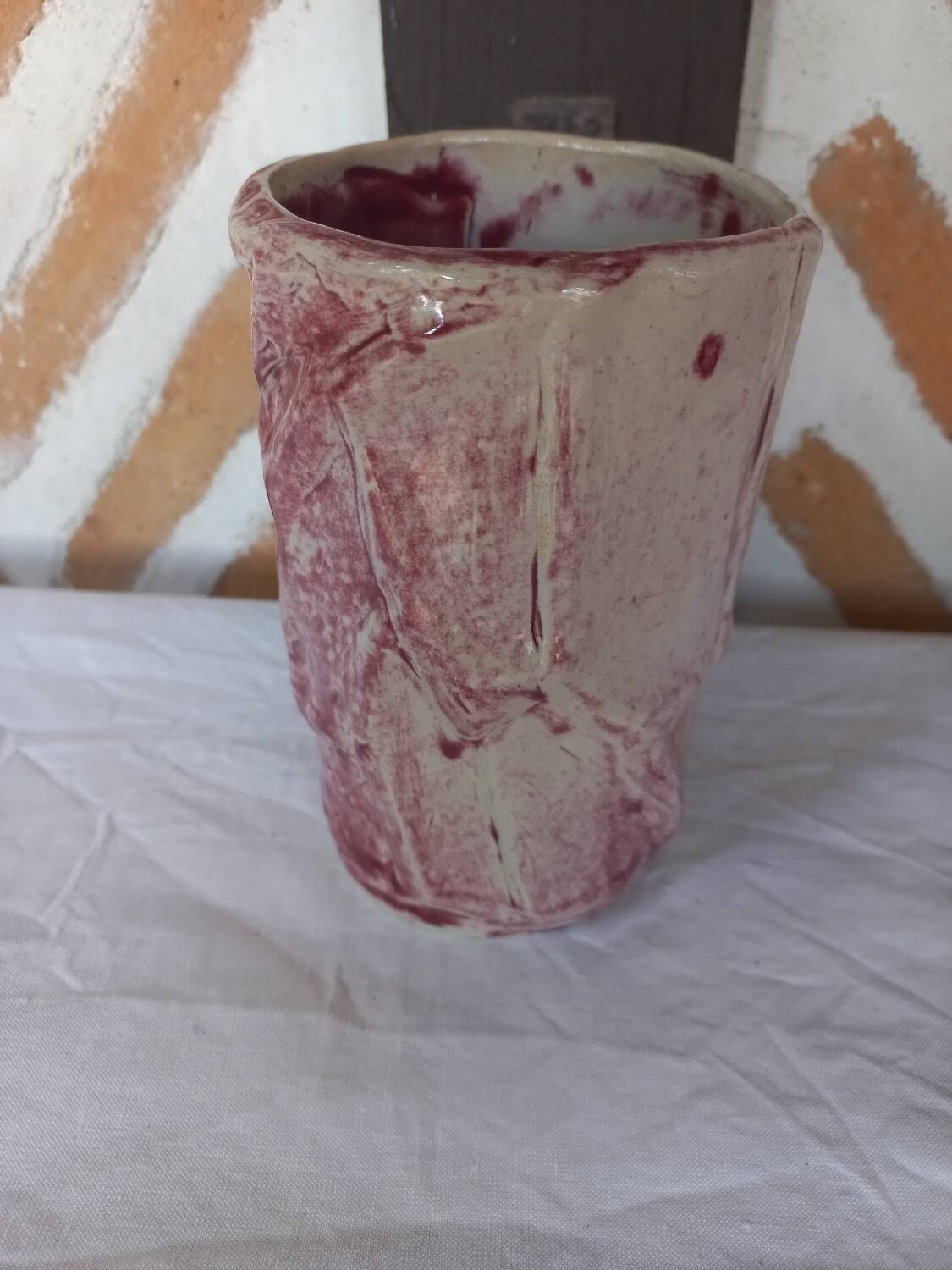 Original enamelled earthenware vase