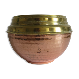 Cache pot cuivre et laiton