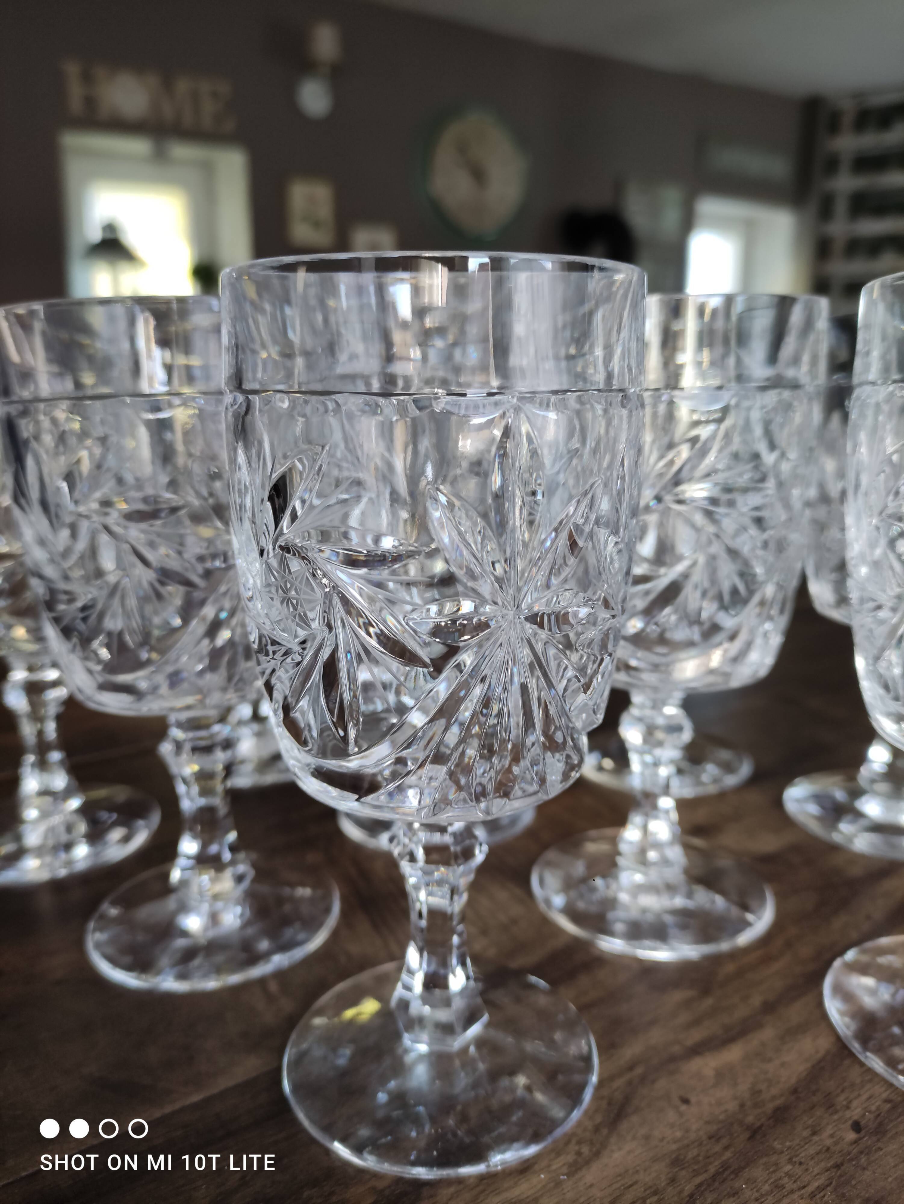 Set of 11 glasses in chiseled ancient rock crystal