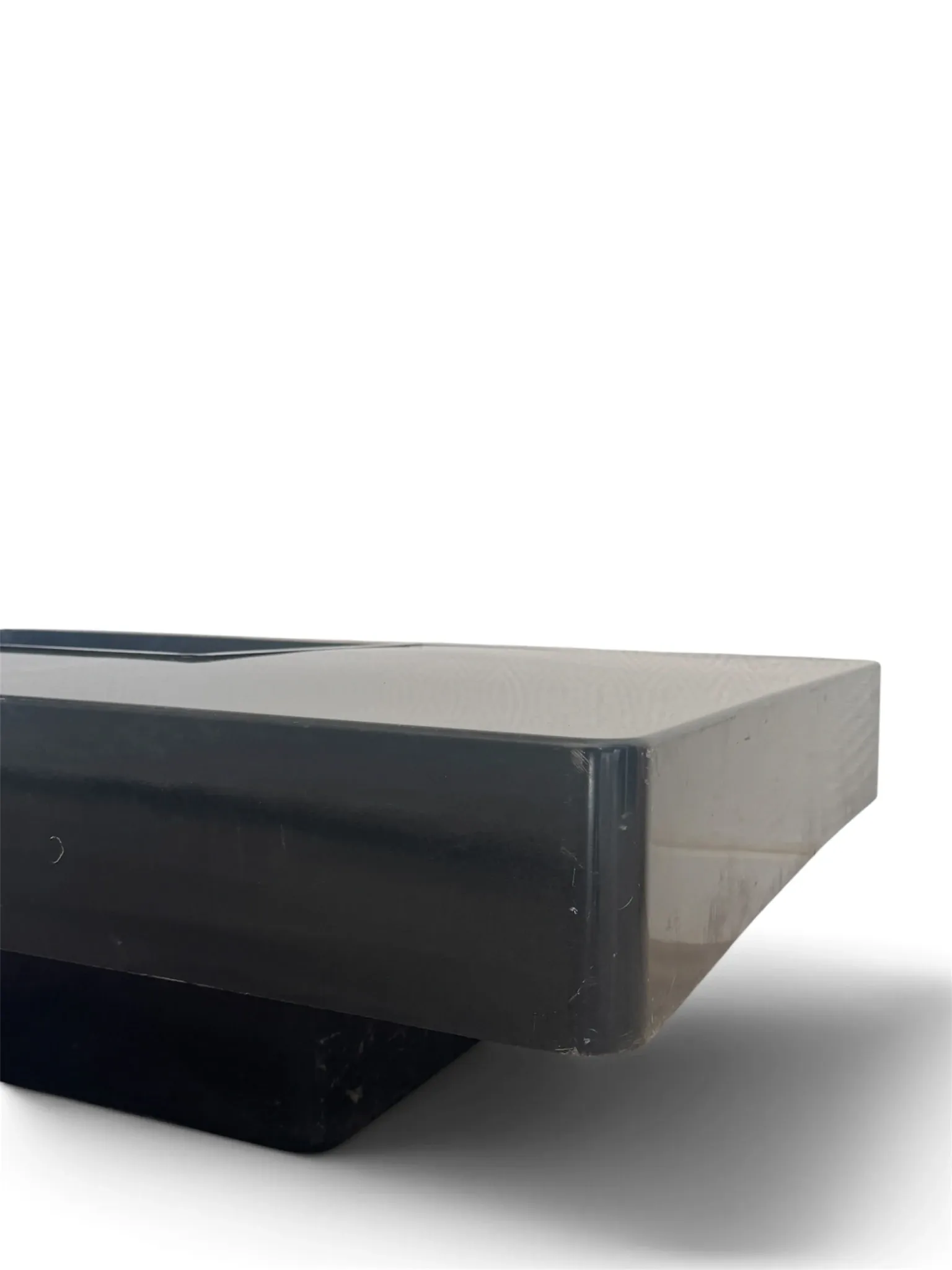 Black and blue marble coffee table with chrome base, designed by Willy Rizzo.