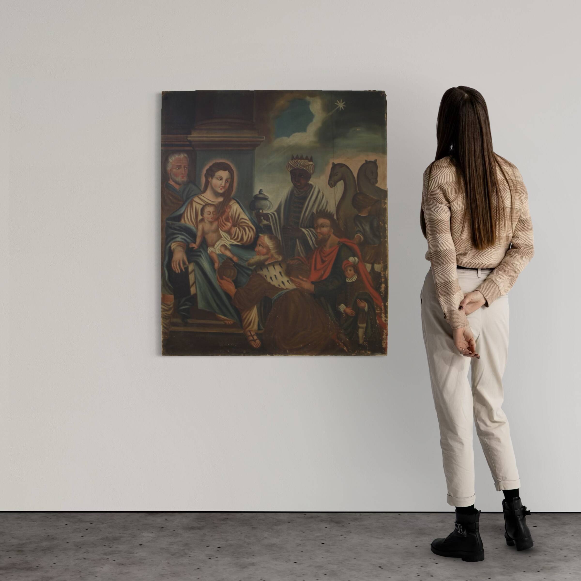 19th century Spanish painting Adoration of the Magi