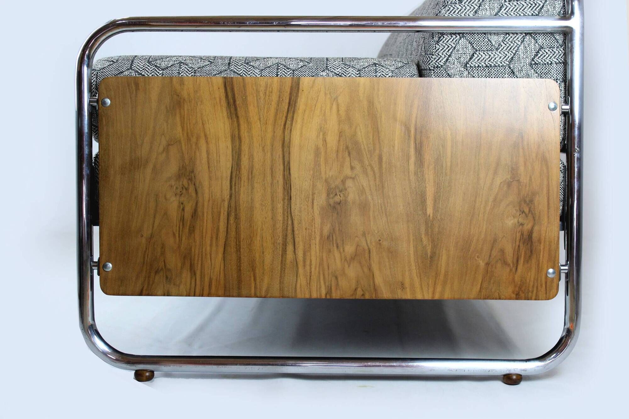 Restored Bauhaus Tubular Steel and Chrome Sofa, Czechoslovakia, 1940s