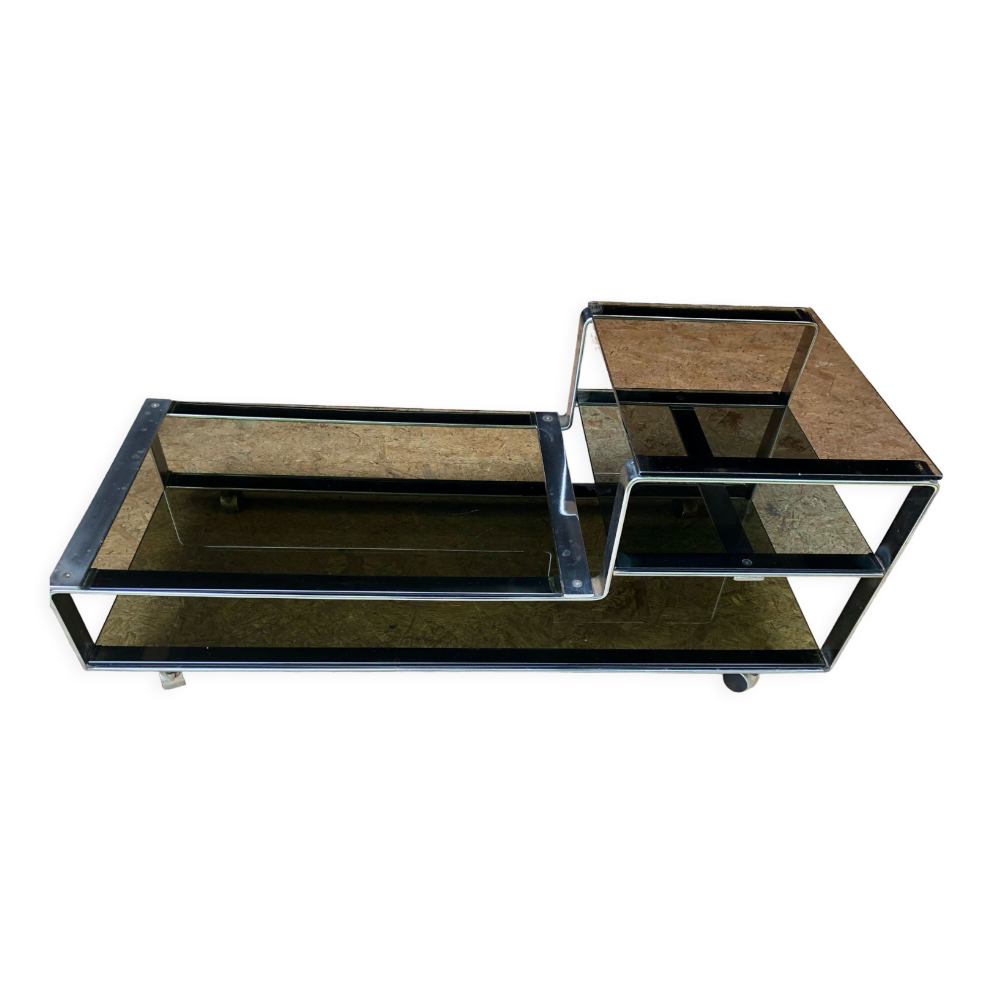 Smoked glass chrome coffee table