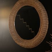 Miroir rond en rotin