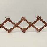 Rustic accordion coat holder 10 hooks