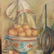 Roberto Pucci oil painting 50s painting on 2 sides landscape still life