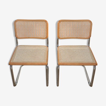 2 chaises beiges Cesca B32 by Marcel Breuer