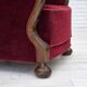 1950s, Danish relax armchair, cherry-red furniture velour, dark beech wood.
