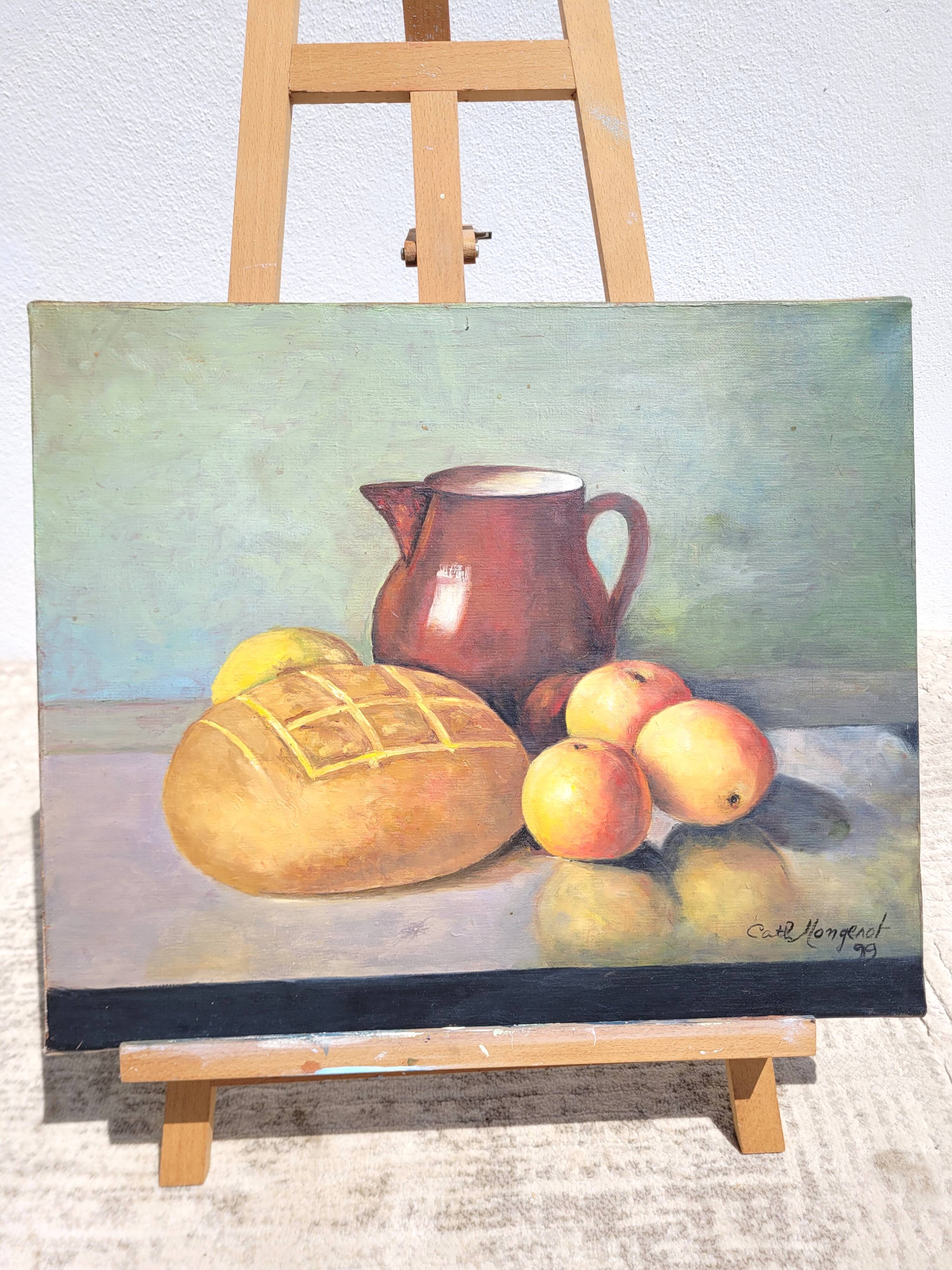 Oil painting on canvas still life with fruit