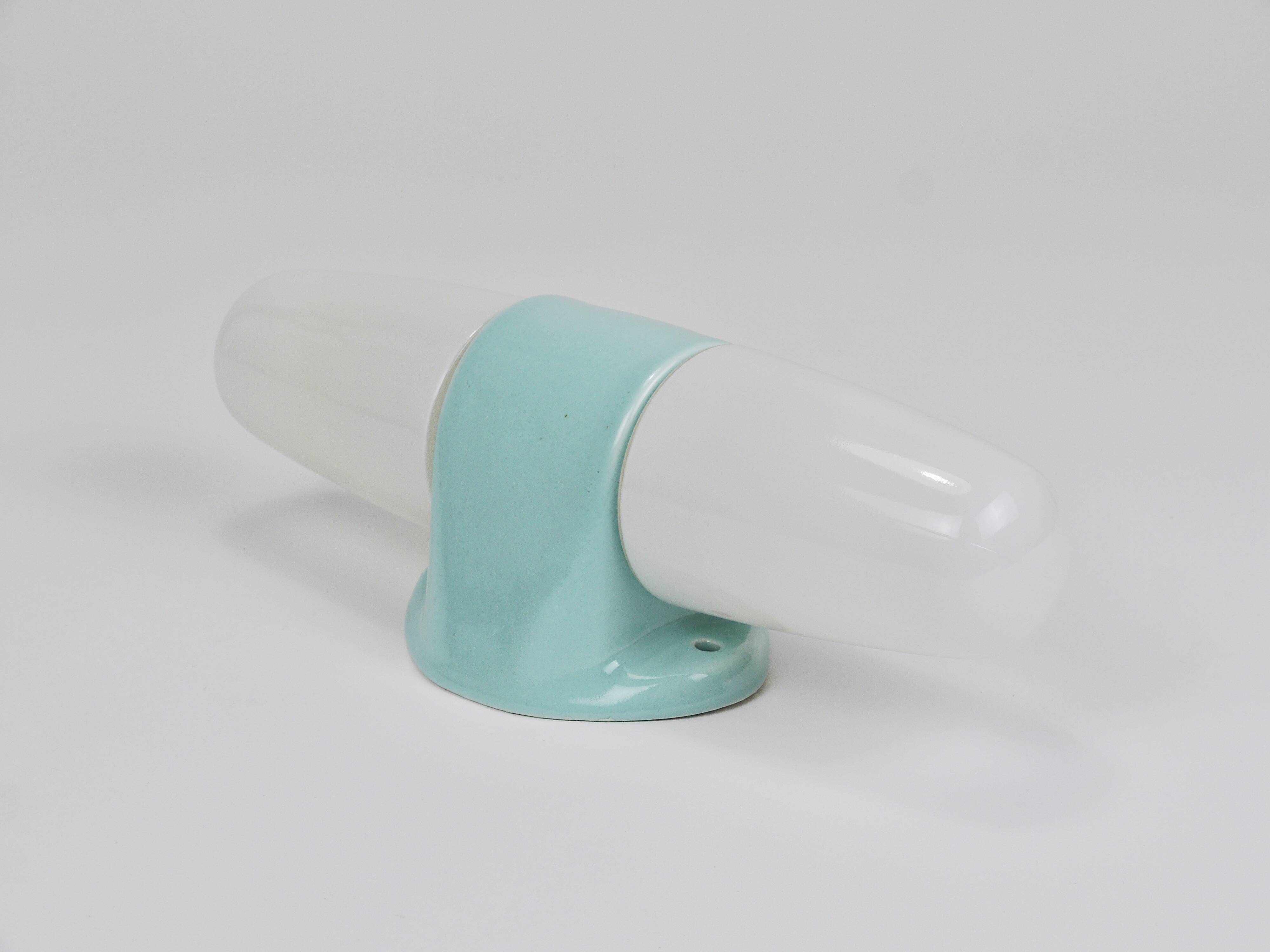 Wilhelm Wagenfeld Bauhaus Turquoise Double Sconce Wall Light, Germany, 1950