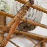 1960s rattan wall hook shelf