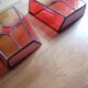 Pair of vintage stained glass and glass paste wall lights.