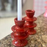 Red candlestick holder