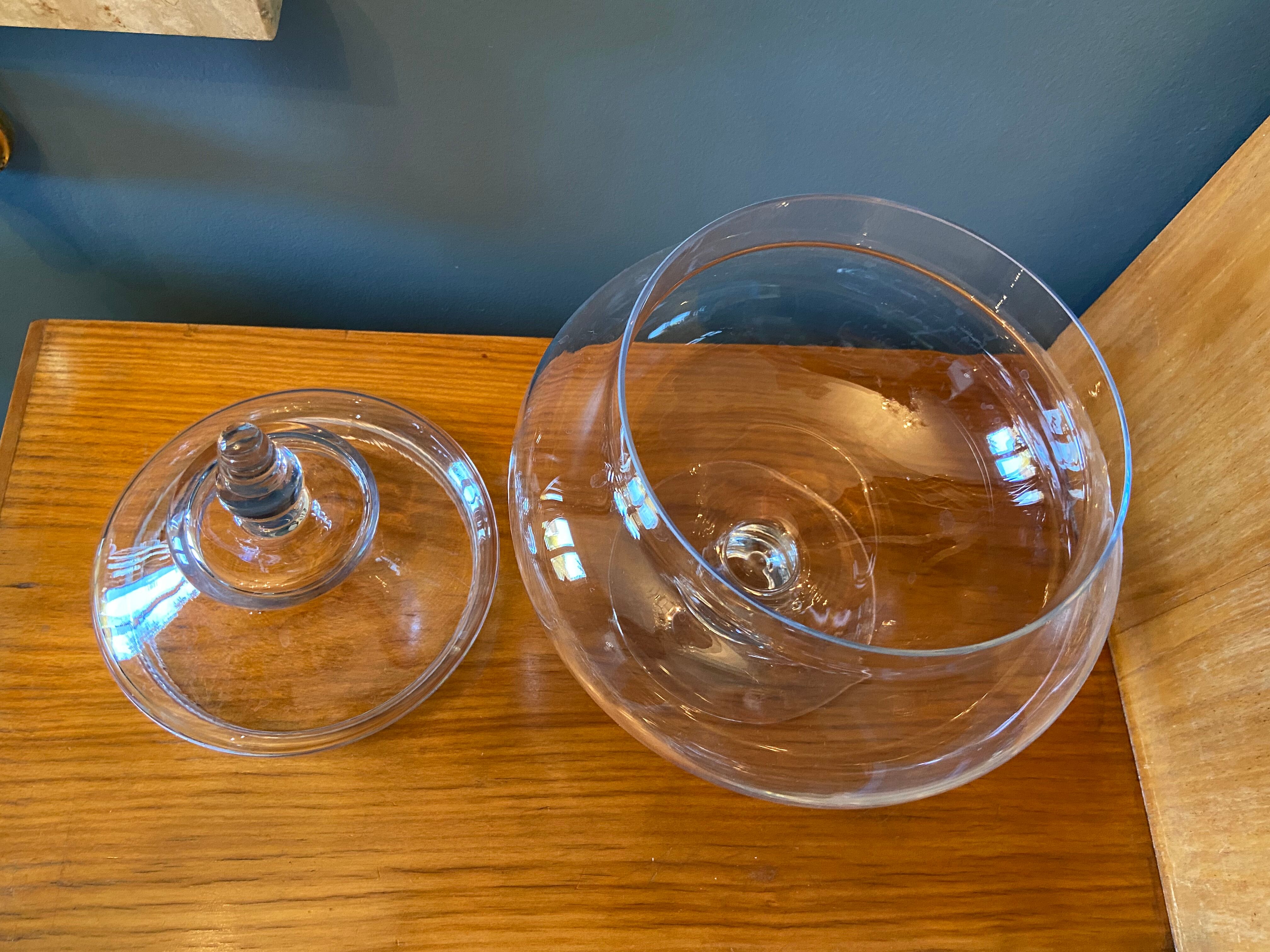 Glass jar on pedestal