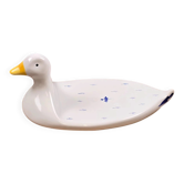 Plat à foie gras en céramique – décor bleu et blanc, forme canard