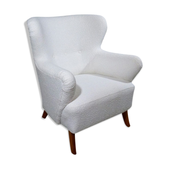 Fauteuil boucle suède, années 1950