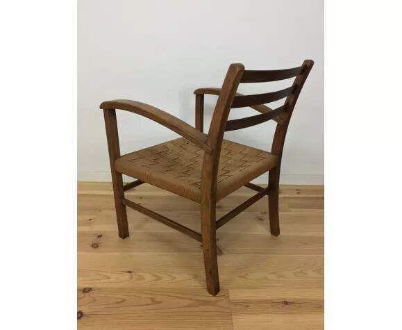 Rope and wood vintage armchair 50s